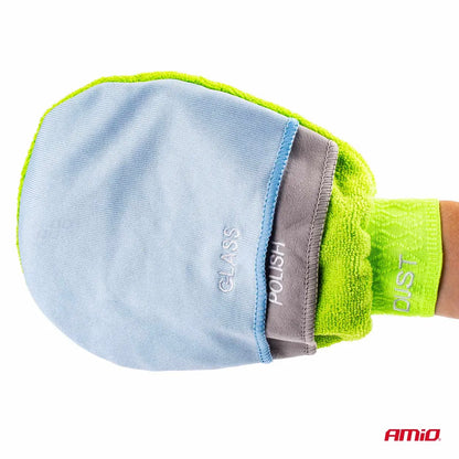 3in1 Glass Polish Dust Microfiber Cleaning Glove 25x17cm