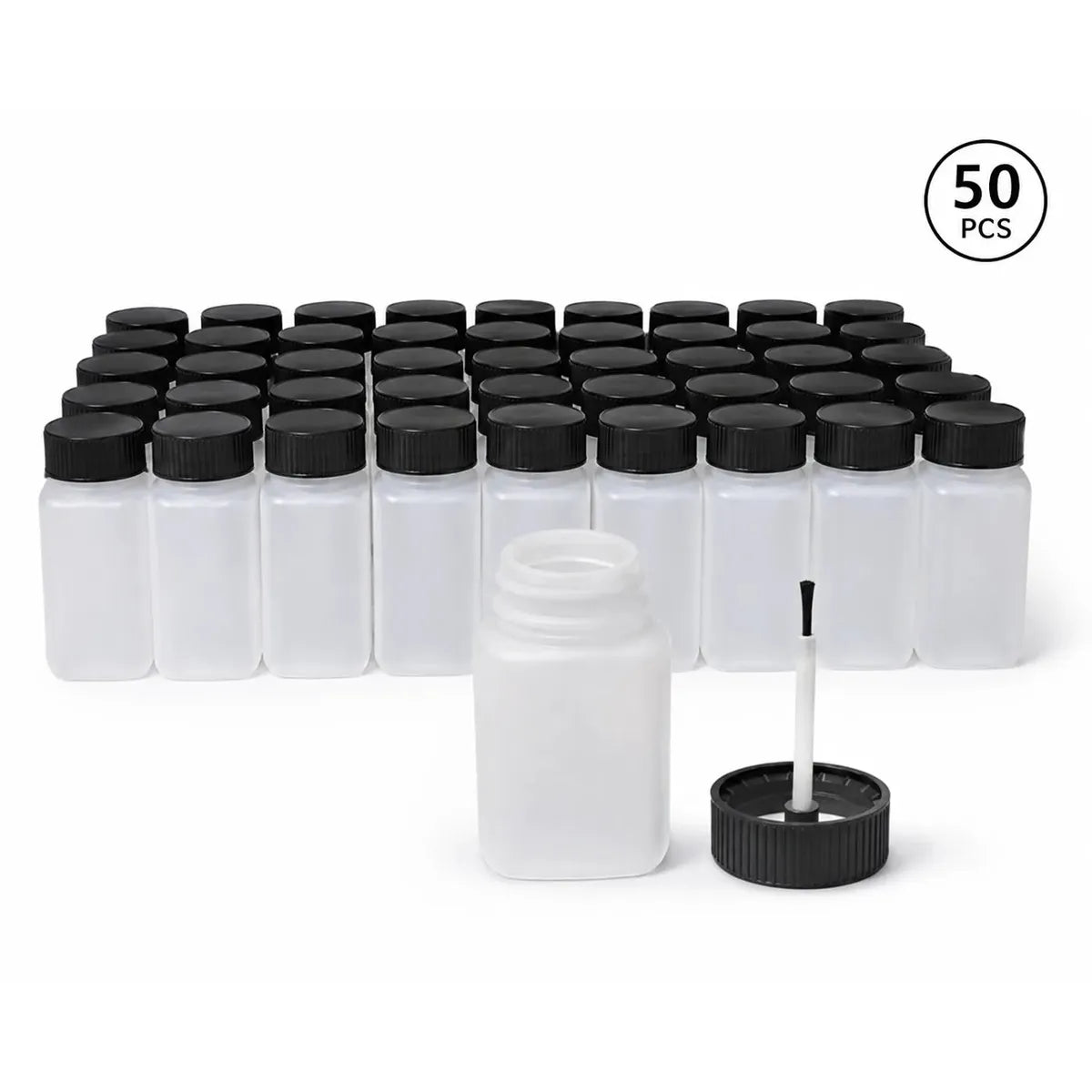 50 pcs Empty Touch Up Paint Bottles with Brush Caps