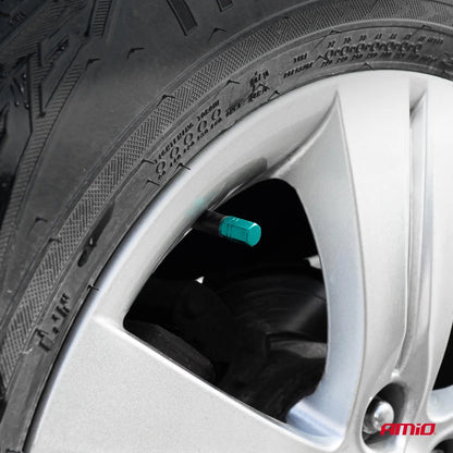 Aluminium valve cap green 4 pcs