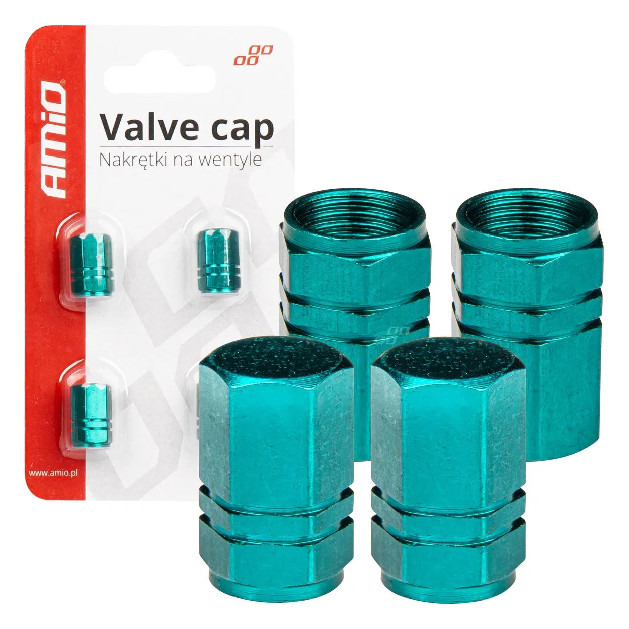 Aluminium valve cap green 4 pcs