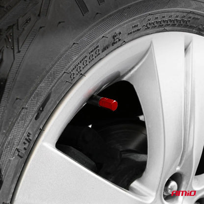 Aluminium valve cap red 4 pcs