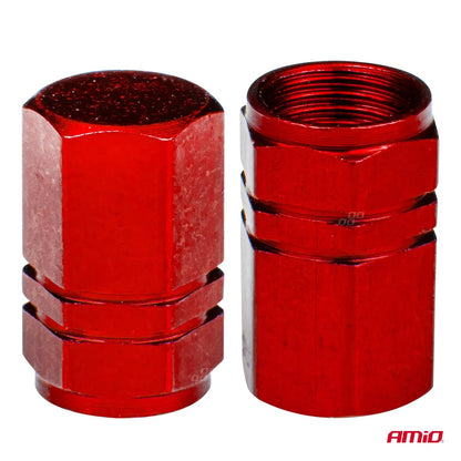 Aluminium valve cap red 4 pcs