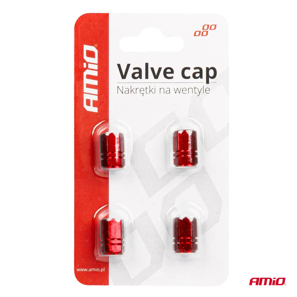 Aluminium valve cap red 4 pcs