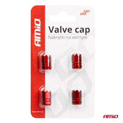 Aluminium valve cap red 4 pcs