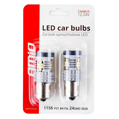 AMiO LED CANBUS 3020 24SMD 1156 BA15S P21W R10W R5W White 12V/24V - CAR by AMiO | Buy Online at VROOMPARTSSHOP