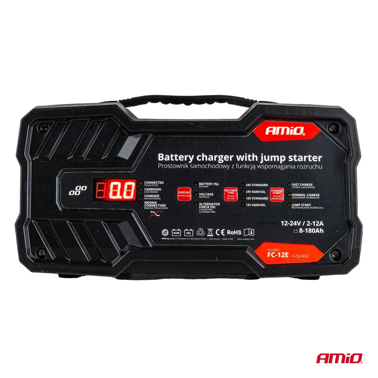 Battery charger 12A 12/24V with jump starter 12V 75 A