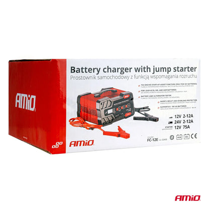 Battery charger 12A 12/24V with jump starter 12V 75 A