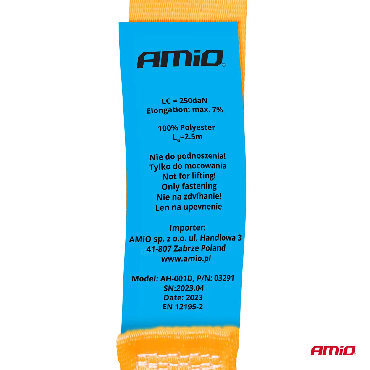 Belt with self-tightening buckle 2.5m x 25mm