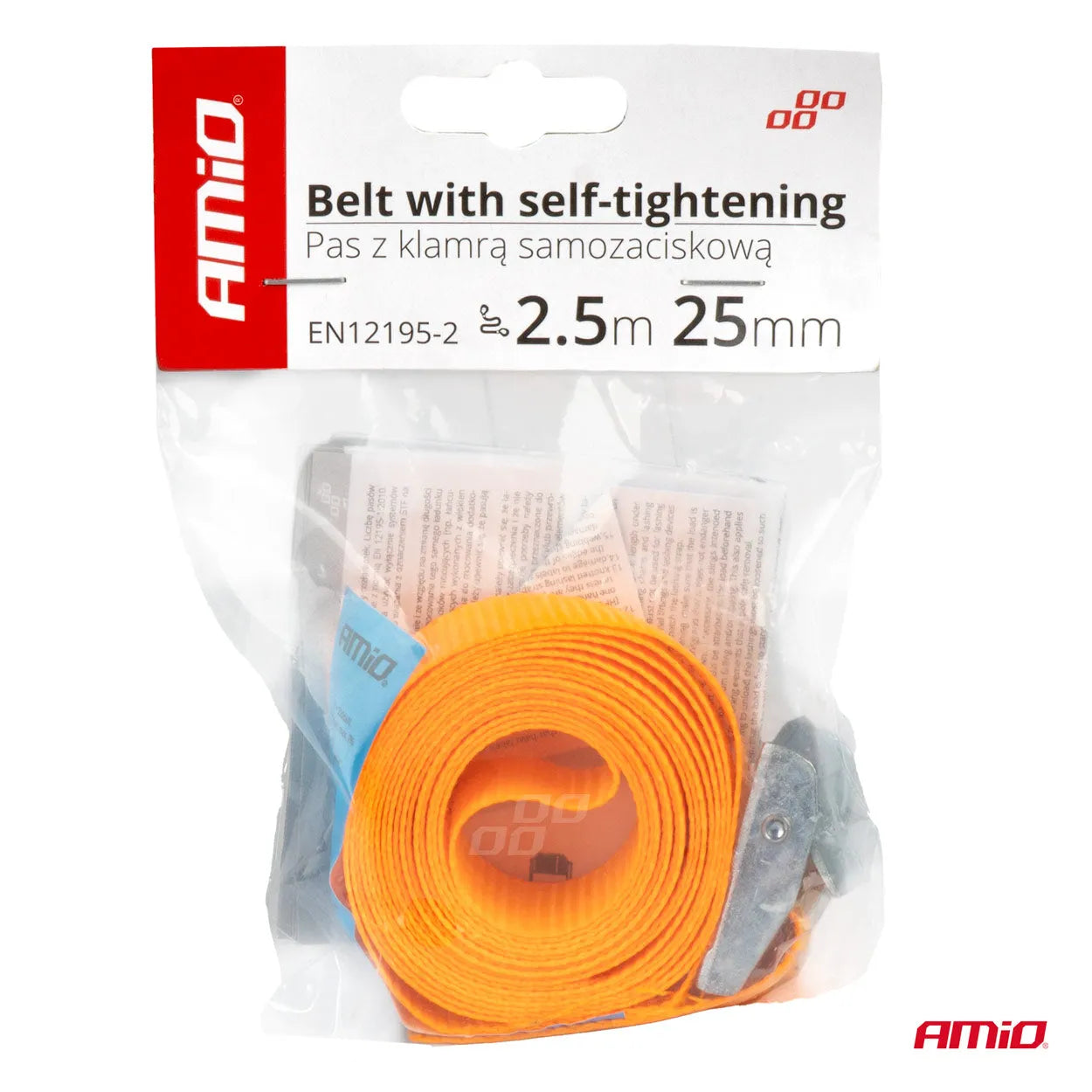 Belt with self-tightening buckle 2.5m x 25mm