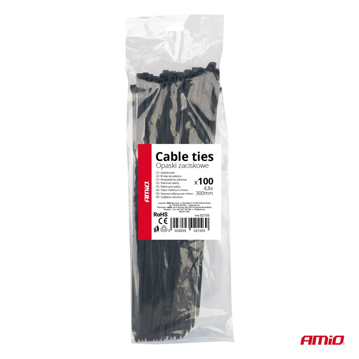 Cable ties black 48x300mm - 100 pcs
