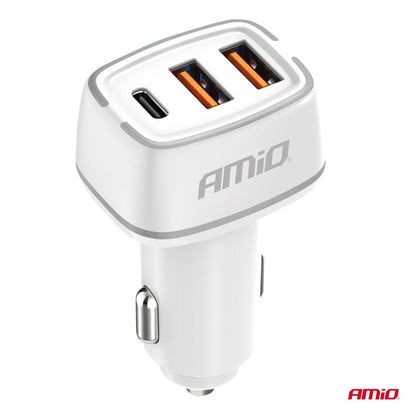 Car charger 2x USB-A + USB-C 32W 12/24V