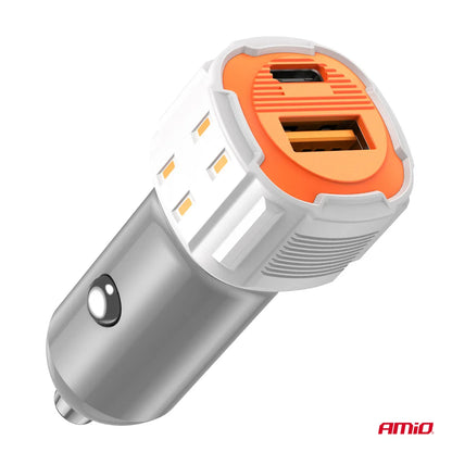 Car charger USB-A + USB-C 38W 12/24V