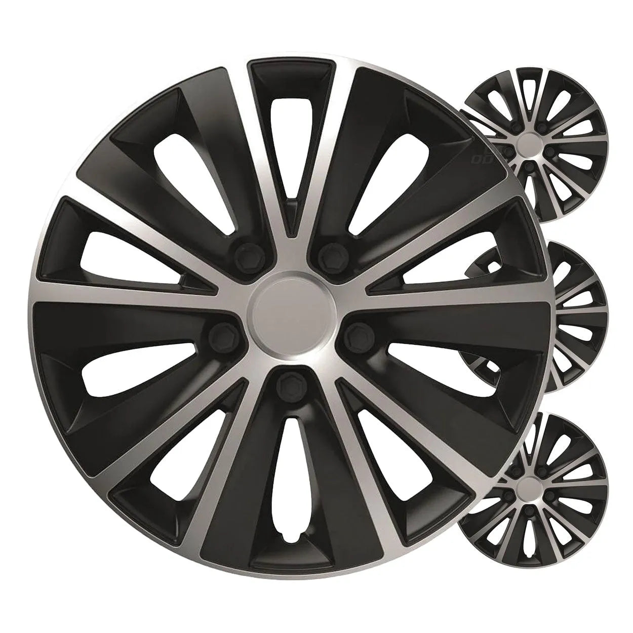 Car hubcaps 4pcs set Rapide black & silver 15" COLOR BOX