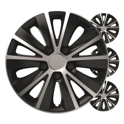 Car hubcaps 4pcs set Rapide black & silver 15" COLOR BOX