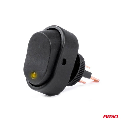 Elliptic switch with yellow Light 12/24V max 30A ON/OFF