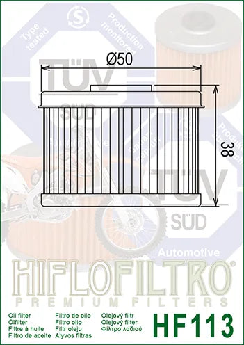 Hiflofiltro Oil Filter HF113