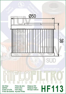Hiflofiltro Oil Filter HF113