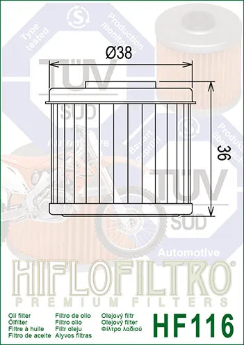 Hiflofiltro Oil Filter HF116