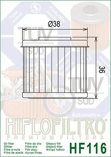 Hiflofiltro Oil Filter HF116