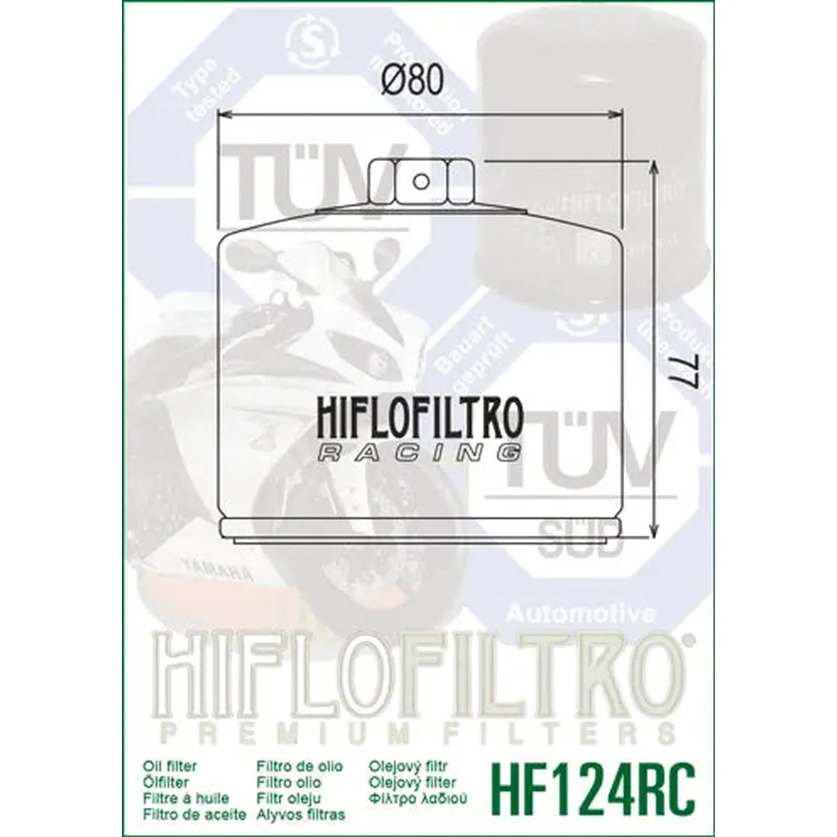 Hiflofiltro Oil Filter HF124RC