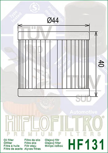 Hiflofiltro Oil Filter HF131