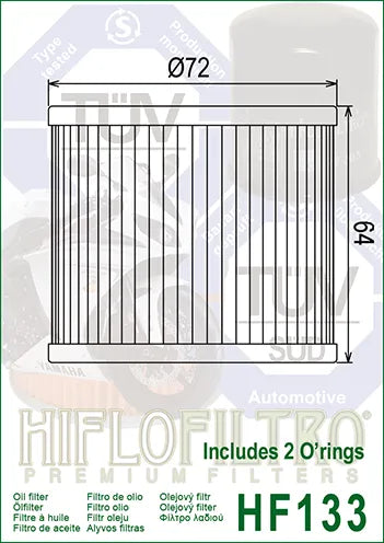 Hiflofiltro Oil Filter HF133