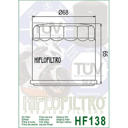Hiflofiltro Oil Filter HF138