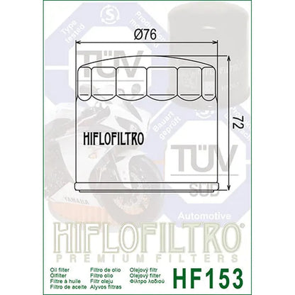 Hiflofiltro Oil Filter HF153