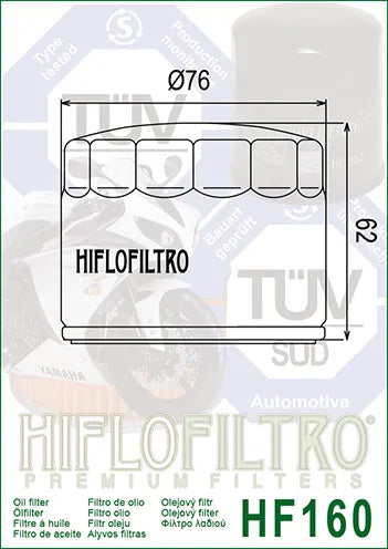 Hiflofiltro Oil Filter HF160