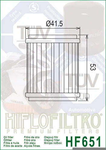 Hiflofiltro Oil Filter HF651