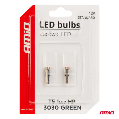 LED BUBLS STANDARD Green T5 12V 3030 1LED HP