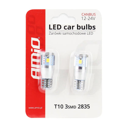 LED CANBUS 3SMD 2835 T10e (W5W) ALU White 12V/24V