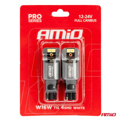 LED CANBUS PRO series T15 W16W 4x3030 SMD White 12/24V FULL CANBUS