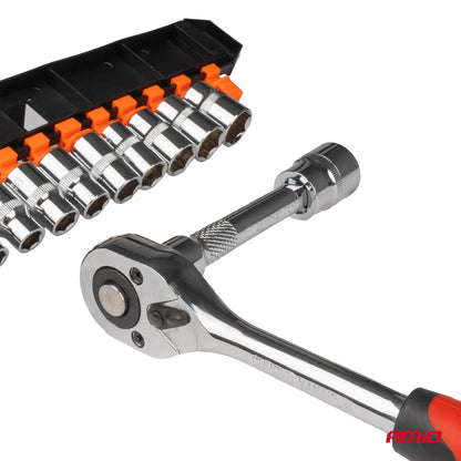 Metric Ratchet Wrench Socket Repair Tool Set 11pcs (1/2 10-24mm)