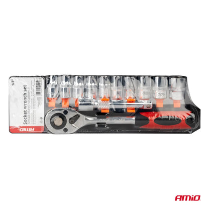 Metric Ratchet Wrench Socket Repair Tool Set 11pcs (1/2 10-24mm)