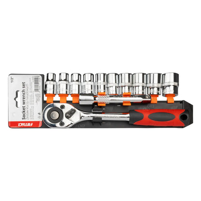 Metric Ratchet Wrench Socket Repair Tool Set 11pcs (1/2 10-24mm)