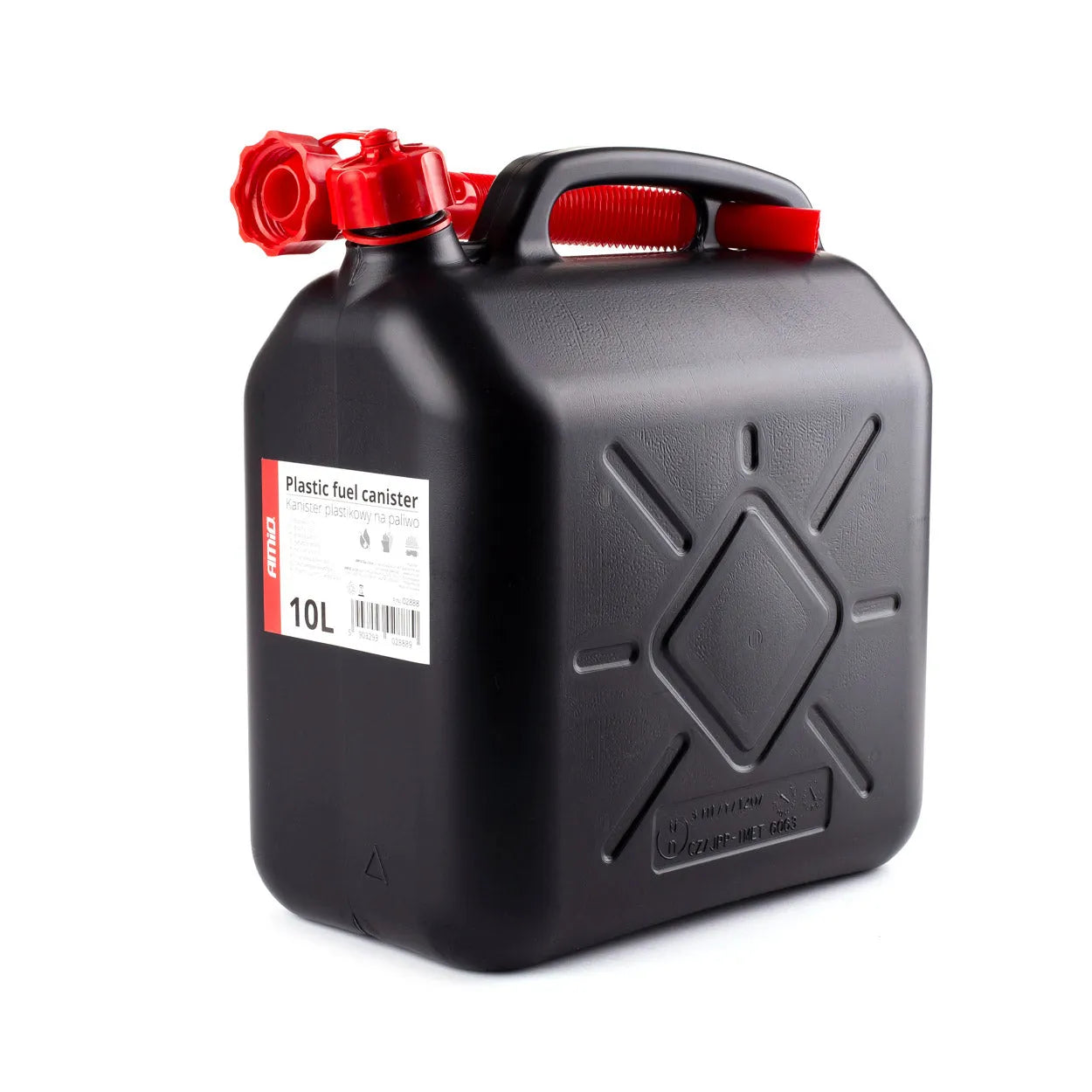 Plastic fuel can 10L black