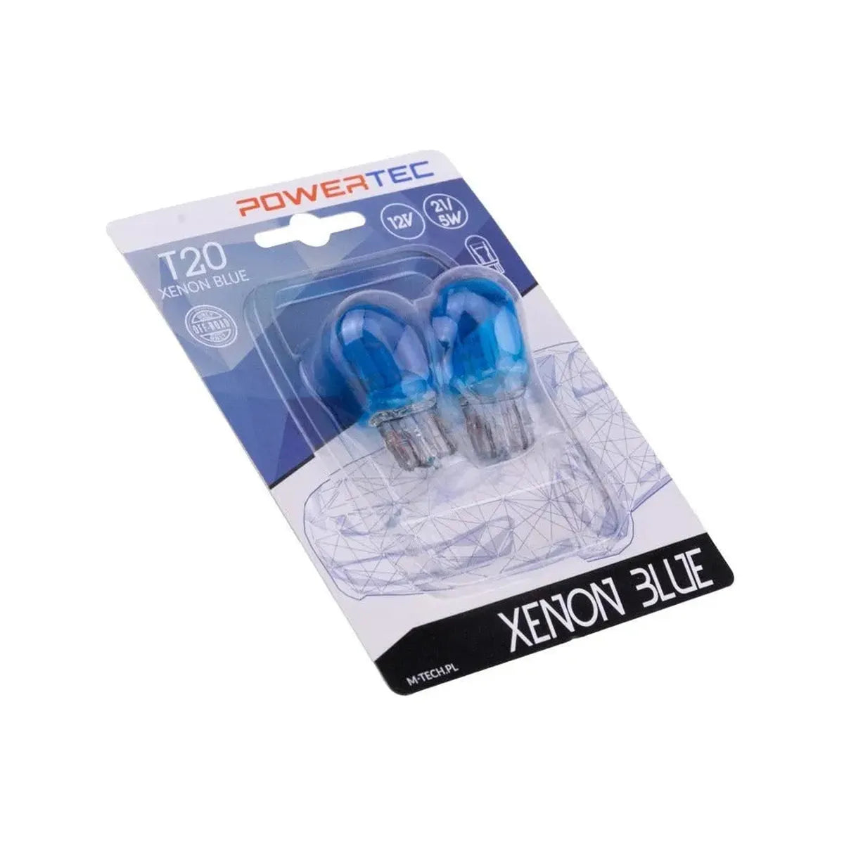 PowerTec Xenon Blue Bulbs T20 W21/5W 12V