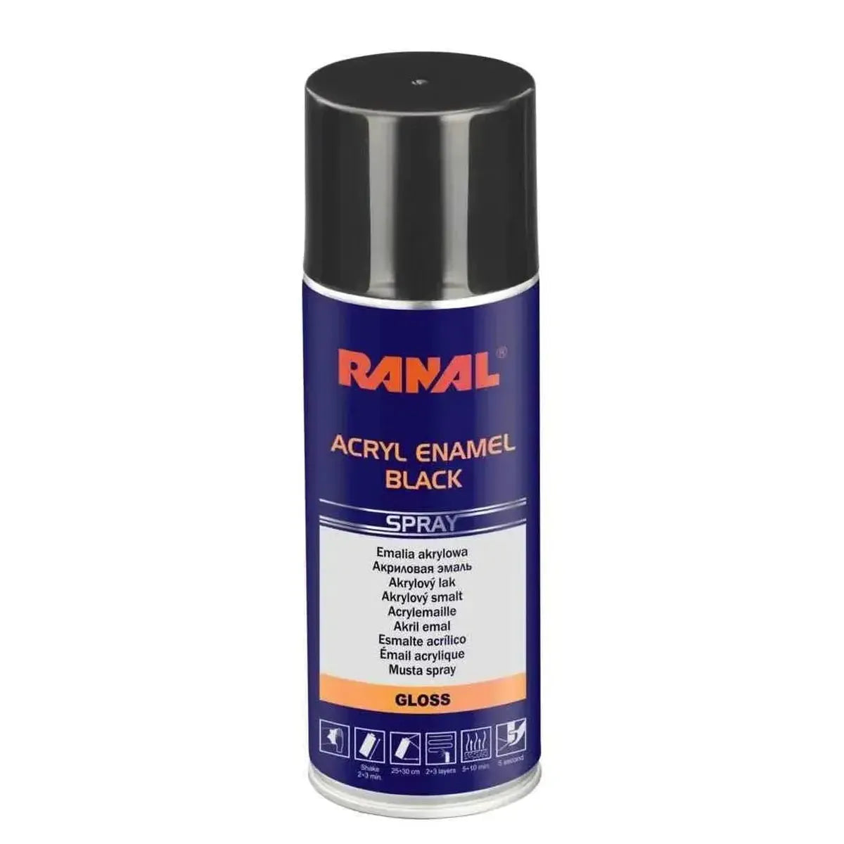 RANAL ACRYL ENAMEL BLACK GLOSS 400ML - PAINT by RANAL | Buy Online at VROOMPARTSSHOP