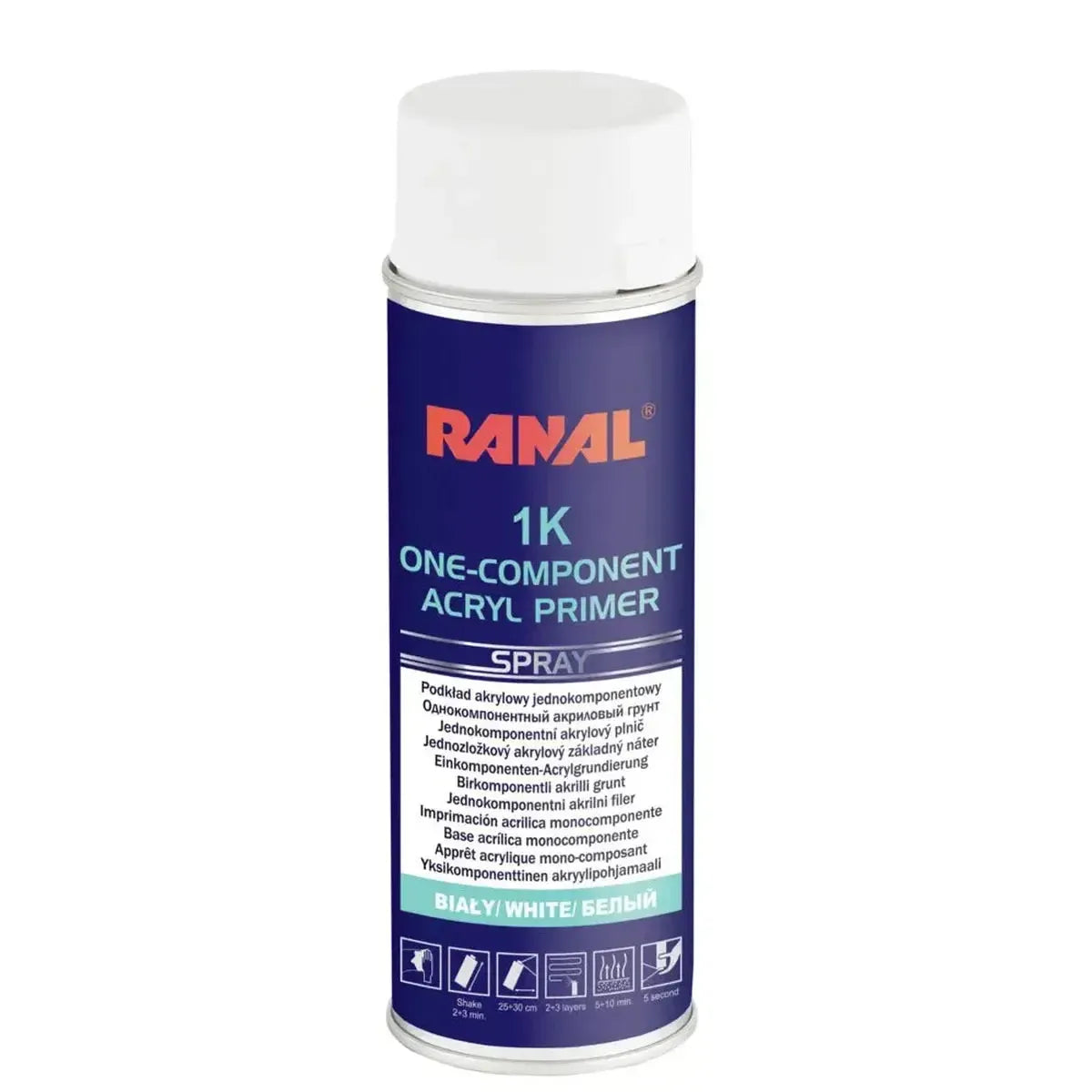 RANAL ONE COMPONENT ACRYLIC PRIMER 1K White 400 ml - PAINT by RANAL | Buy Online at VROOMPARTSSHOP