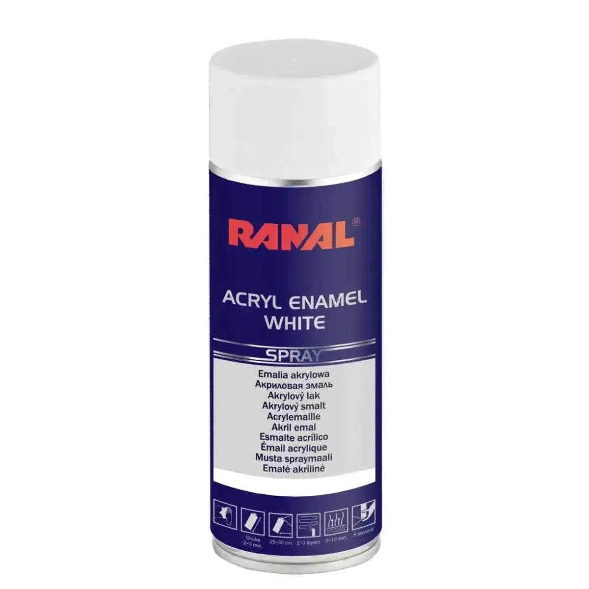 RANAL QUICK - DRYING ACRYLIC ENAMEL WHITE 400ML - PAINT by RANAL | Buy Online at VROOMPARTSSHOP