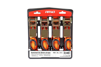 Ratchet tie down set 700kg 25mm 45m 4pcs BELT-03
