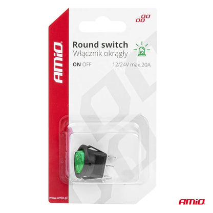 Round switch with Green Light 12/24V 20A ON/OFF
