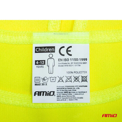 Safety vest for kids yellow with certificate