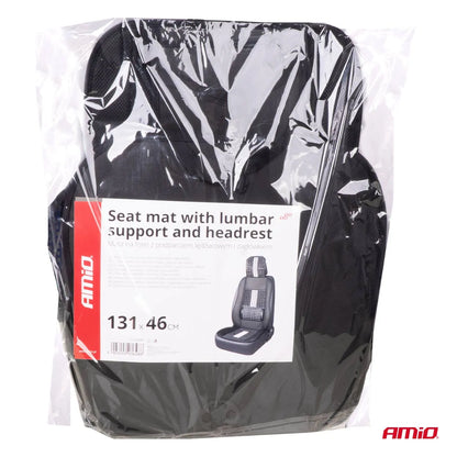 Seat mat with lumbar support and headrest