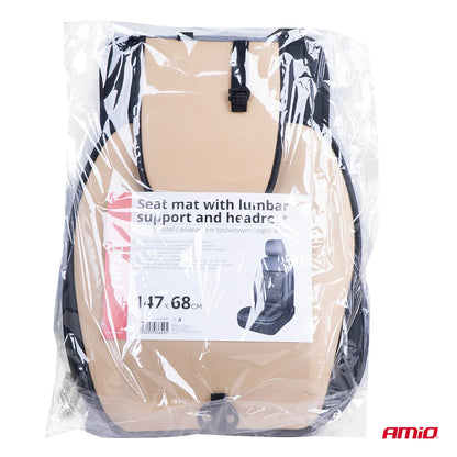Seat mat with lumbar support and headrest