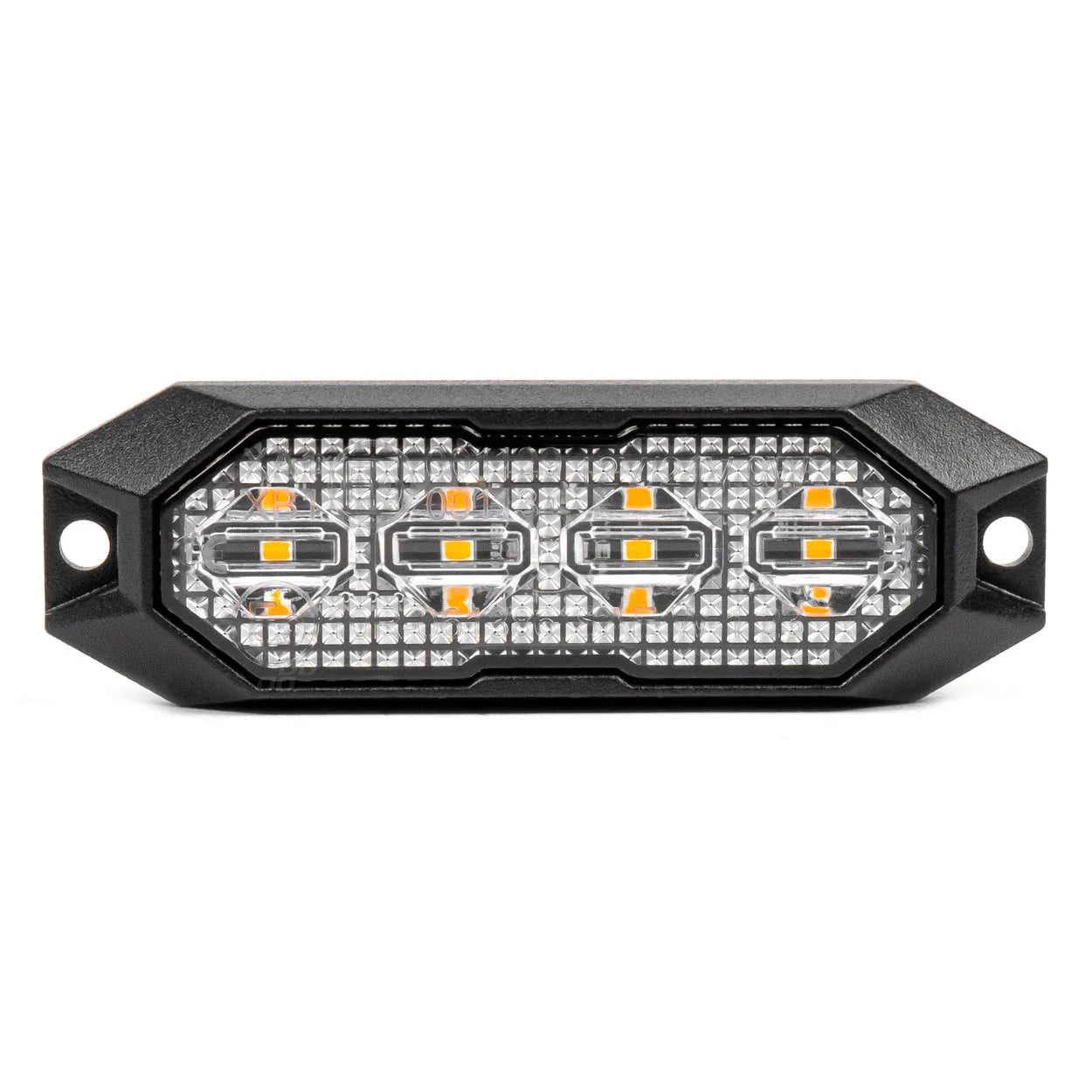 Slim Amber Grill Mount Flash Light 4x3W LED R65 R10 12/24V IP6K9K