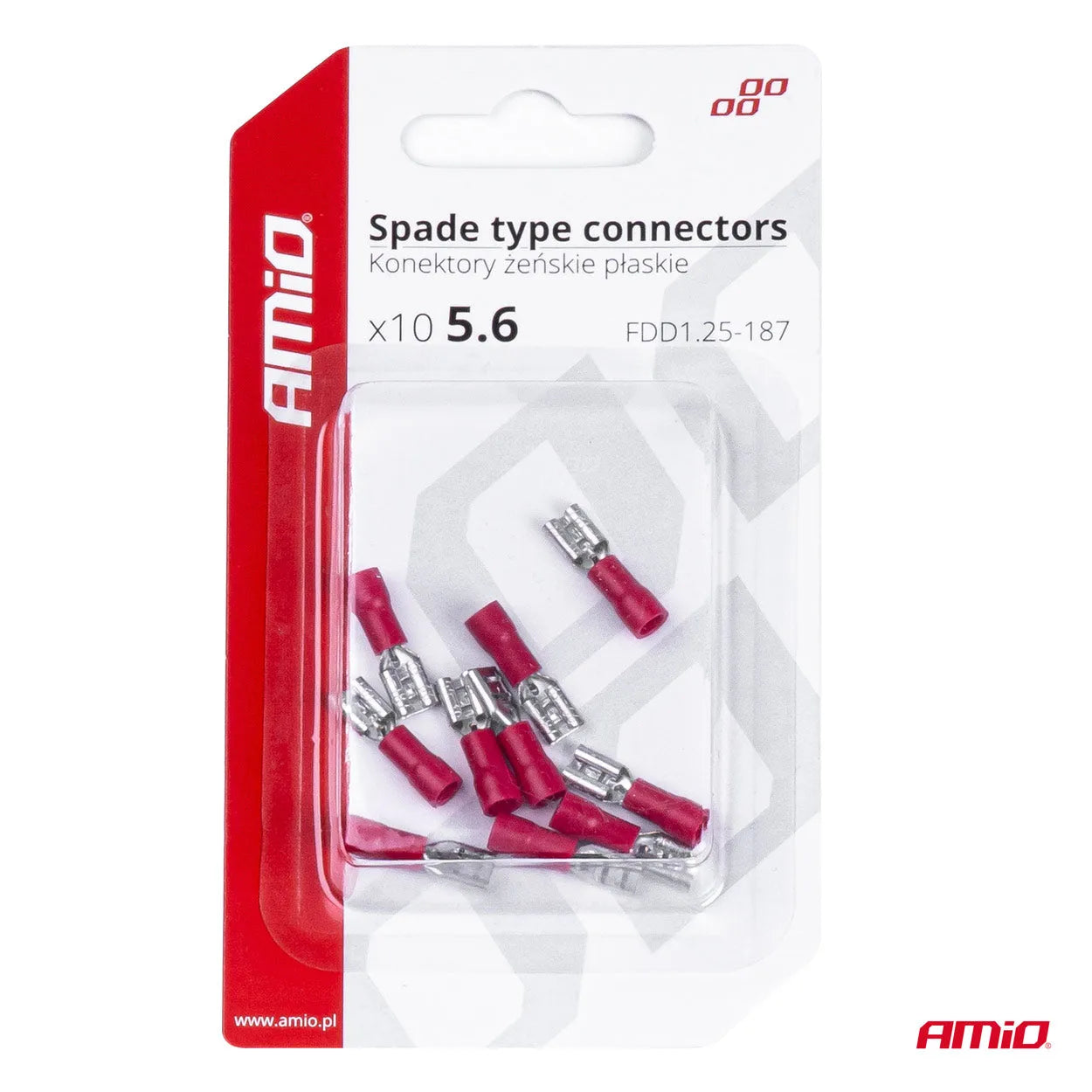 Spade type connectors 5.6mm 0.5-1.5mm2 10A 10 pcs
