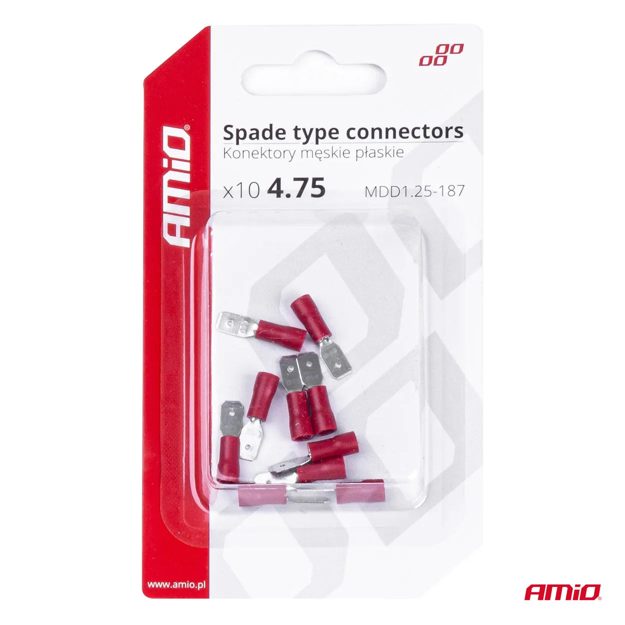 Spade type connectors 5.6mm 0.5-1.5mm2 10A 10 pcs