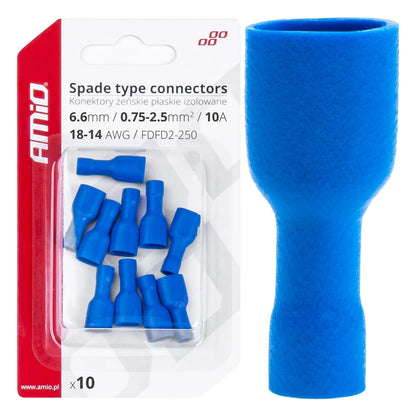 Spade type connectors 6.6mm 075-25mm2 15A 10 pcs